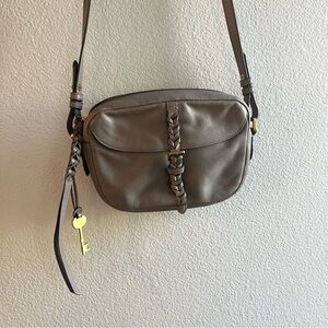 Fossil Kendal Braided Gray Leather Crossbody Bag